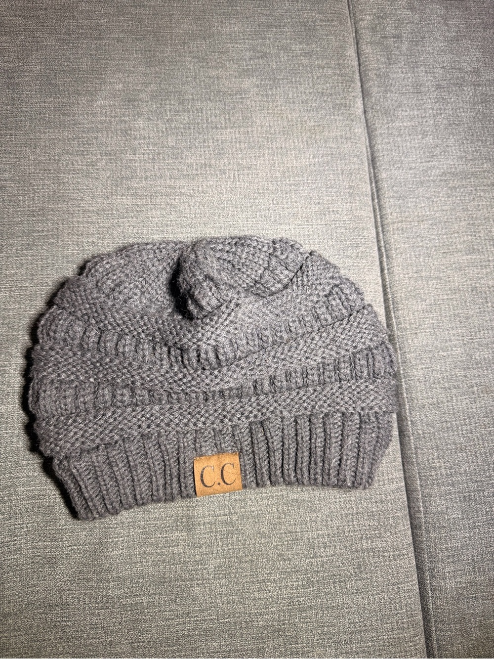 C.C Cable Knit Beanie in Gray